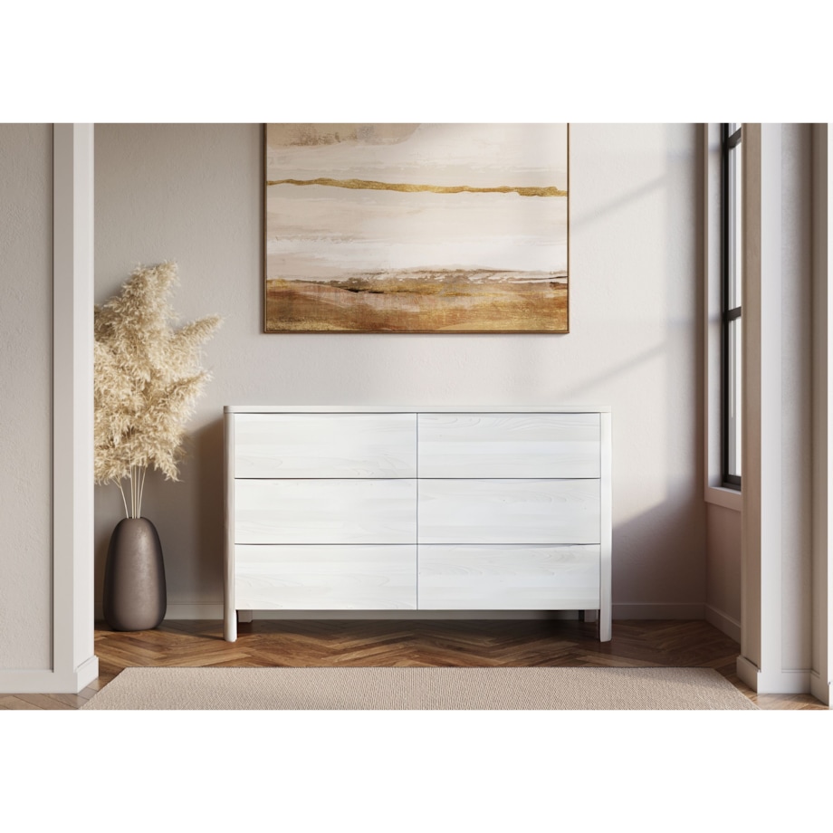 Drewniana komoda bukowa Visby MODENA LOW 150 / kolor biały