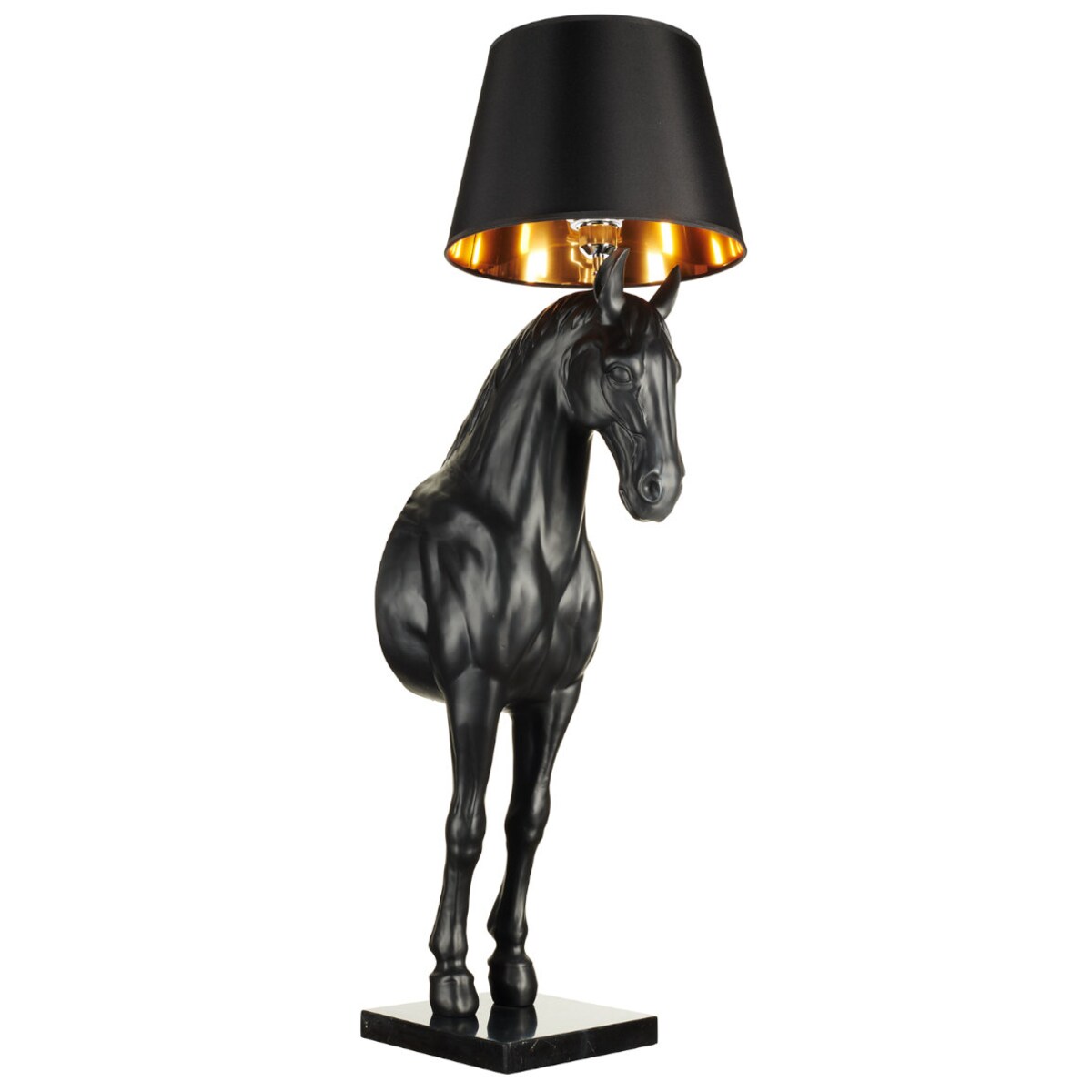 Designerska lampa podłogowa Horse MF1237-350 Step koń z abażurem czarna