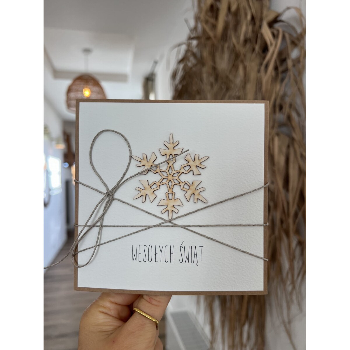 Wyjątkowa ręcznie robiona kartka świąteczna na Boże Narodzenie na piękne życzenia świąteczne - prezent
