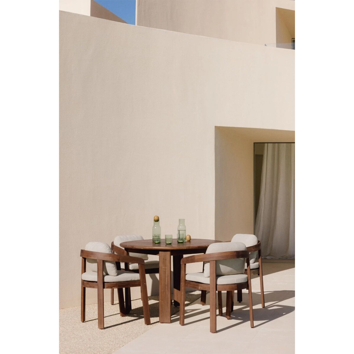 Zestaw ogrodowy: okrągły stół Ø110 cm i 4 krzesła z drewna akacjowego Uleno