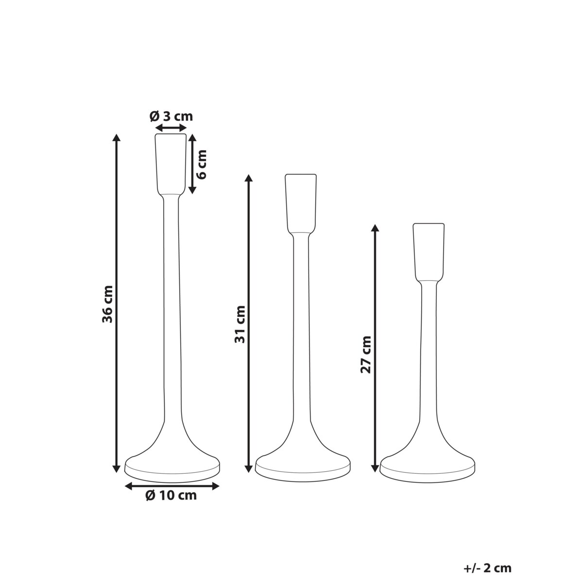 Zestaw 3 świeczników metalowy złoty ZIMBABWE
