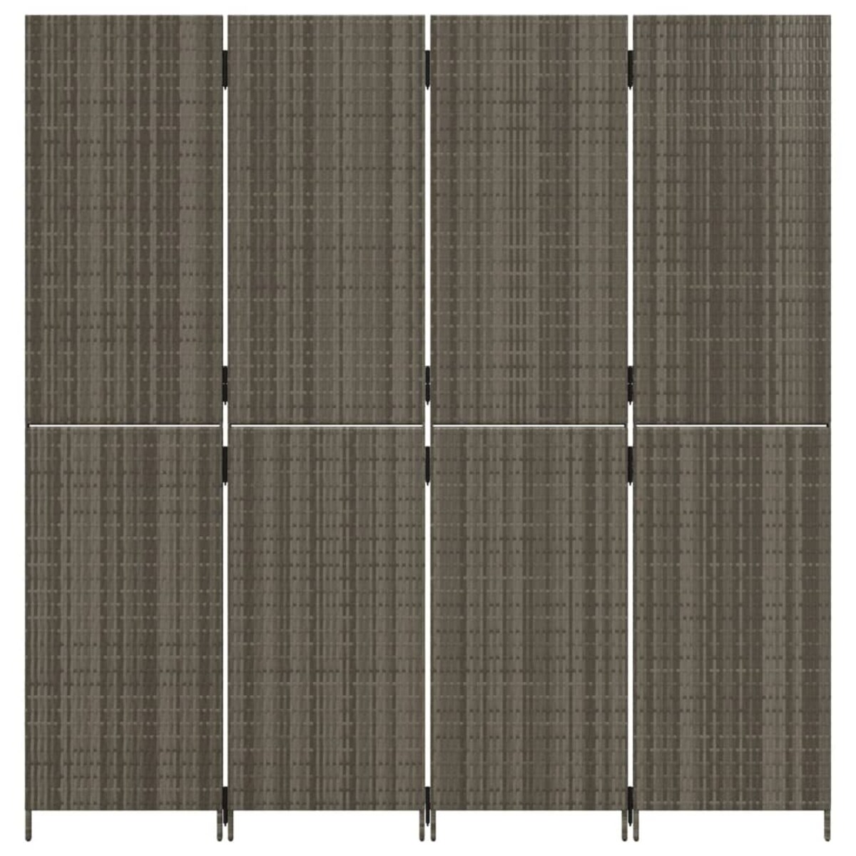 vidaXL Parawan 4-panelowy, szary, polirattan
