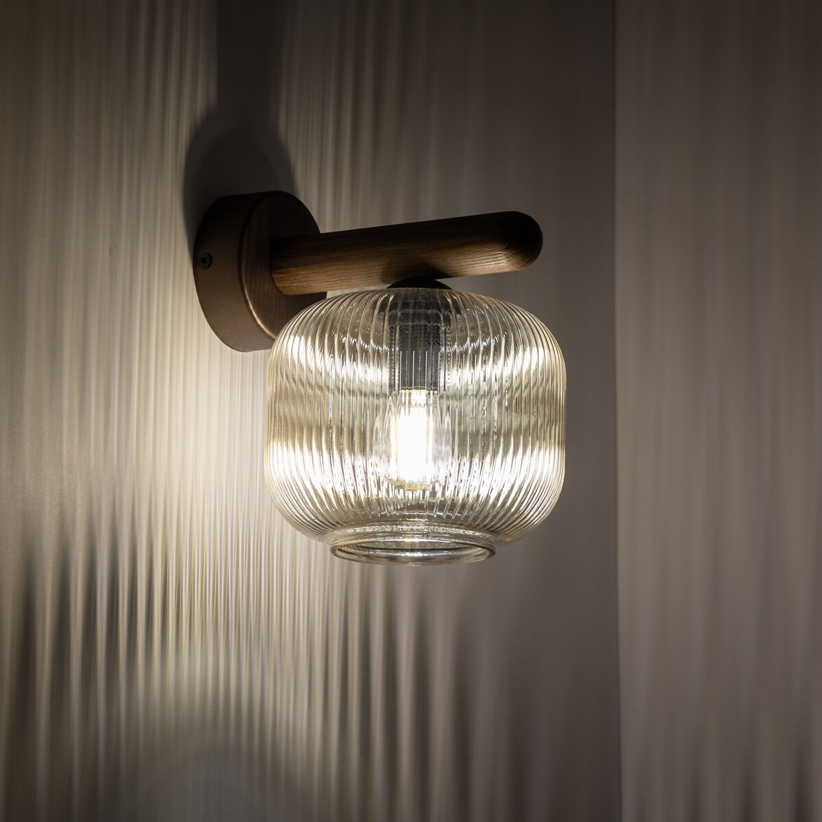 Kinkiet ścienny TK Lighting SALVIA BROWN 11067 brązowy, E14, metal/drewno/szkło, 1-punktowy