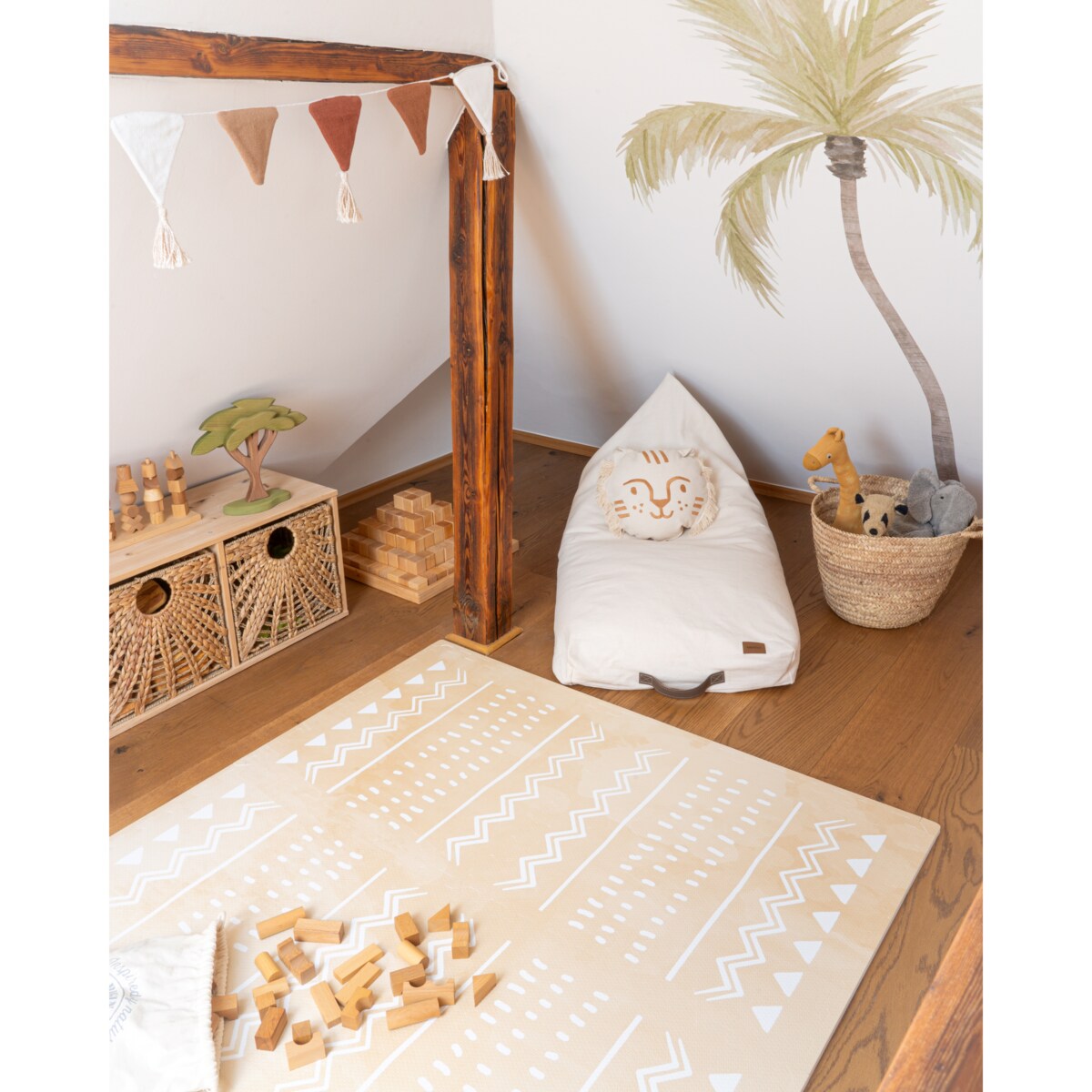 Mata Piankowa Puzzle OLYA KIDS wzór BOHO SAND 120x180 cm