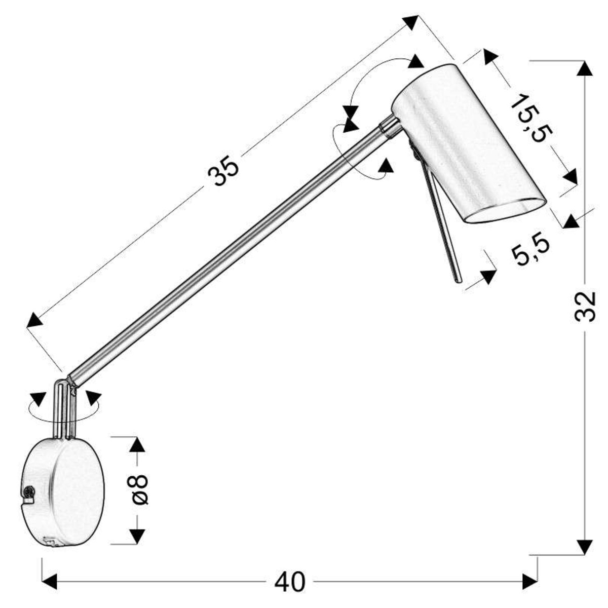 Kinkiet LAMPA ścienna MILLY 21-73907 Candellux metalowa OPRAWA reflektorek na wysięgniku regulowany biały