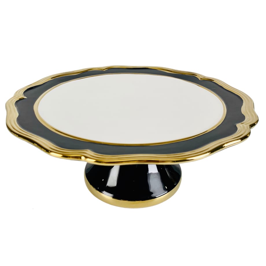 Patera ceramiczna ze złotym paskiem 28x28x12 cm KETO czarna