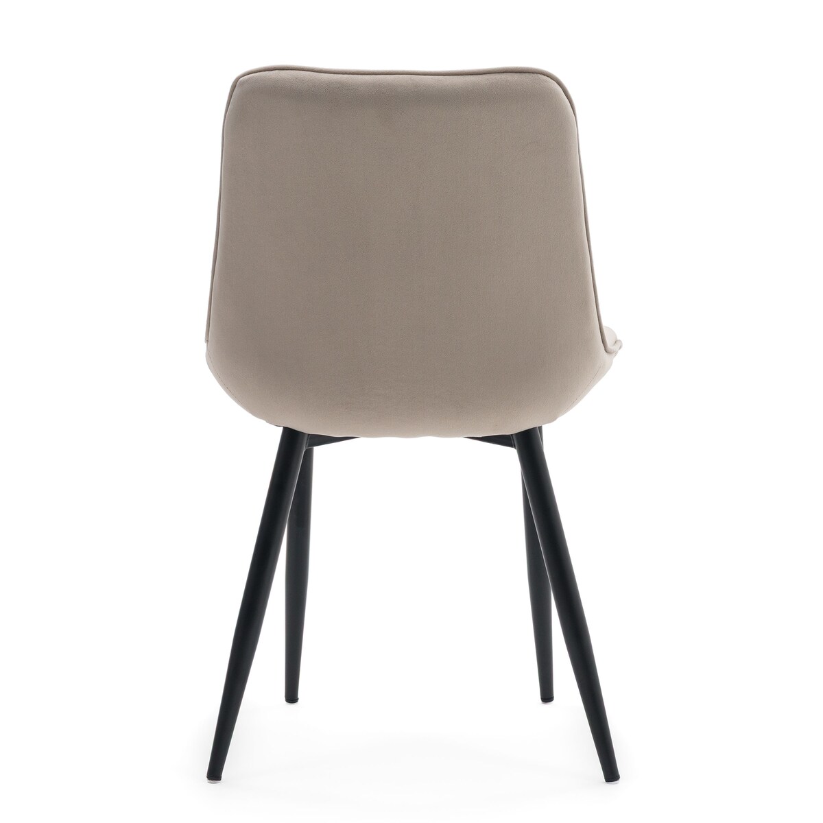 Krzesło beżowe welurowe ELVA na czarnych nogach do salonu jadalni