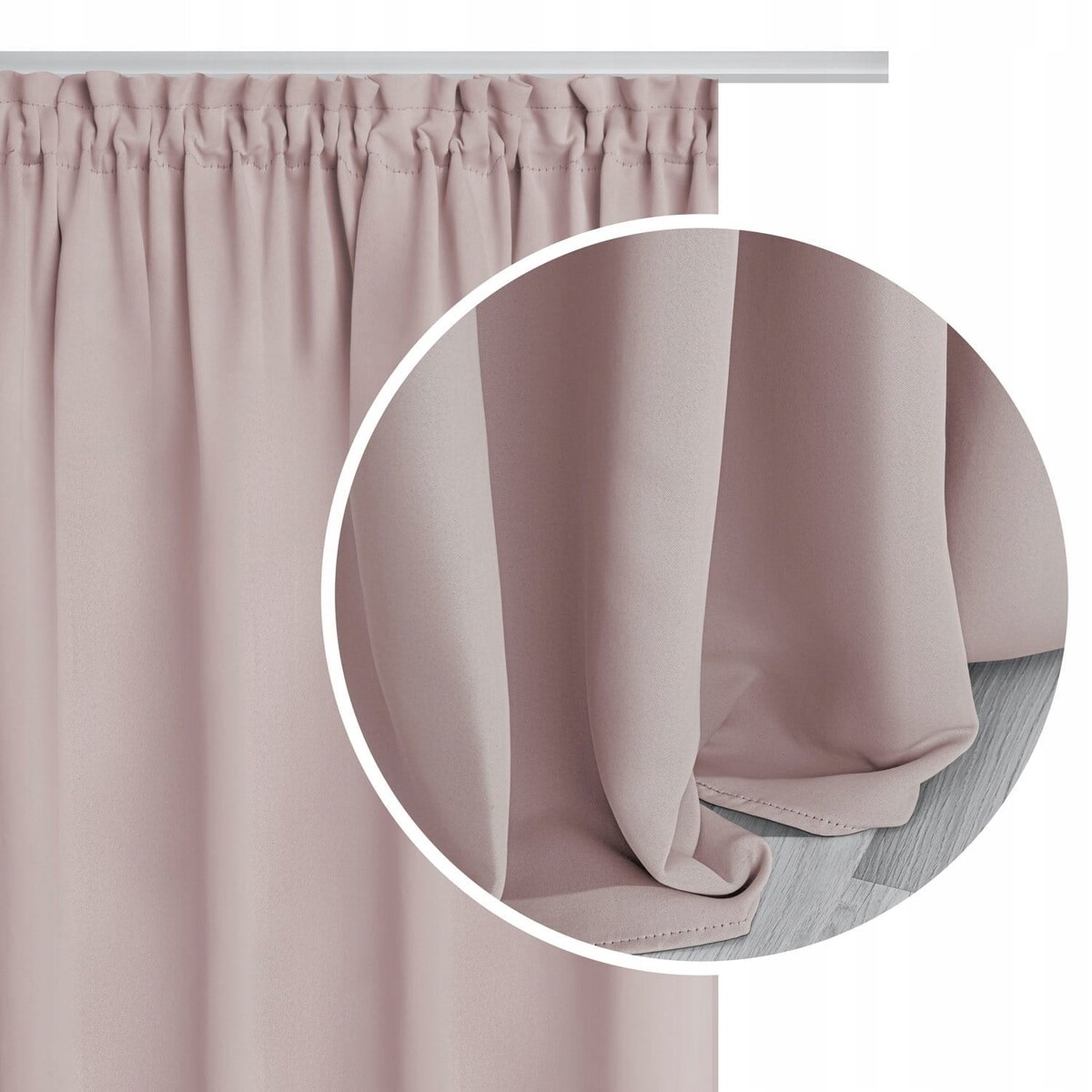 Pudrowa zasłona zaciemniająca na taśmie blackout 140x270 hold