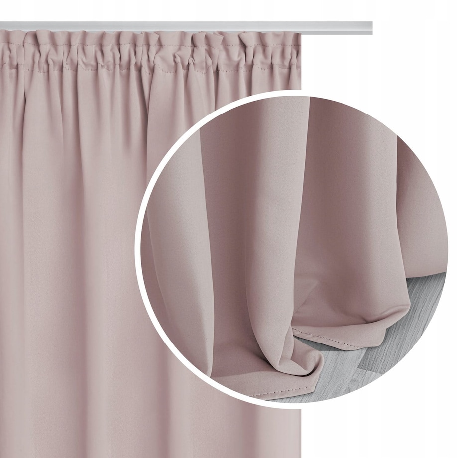 Pudrowa zasłona zaciemniająca na taśmie blackout 140x270 hold