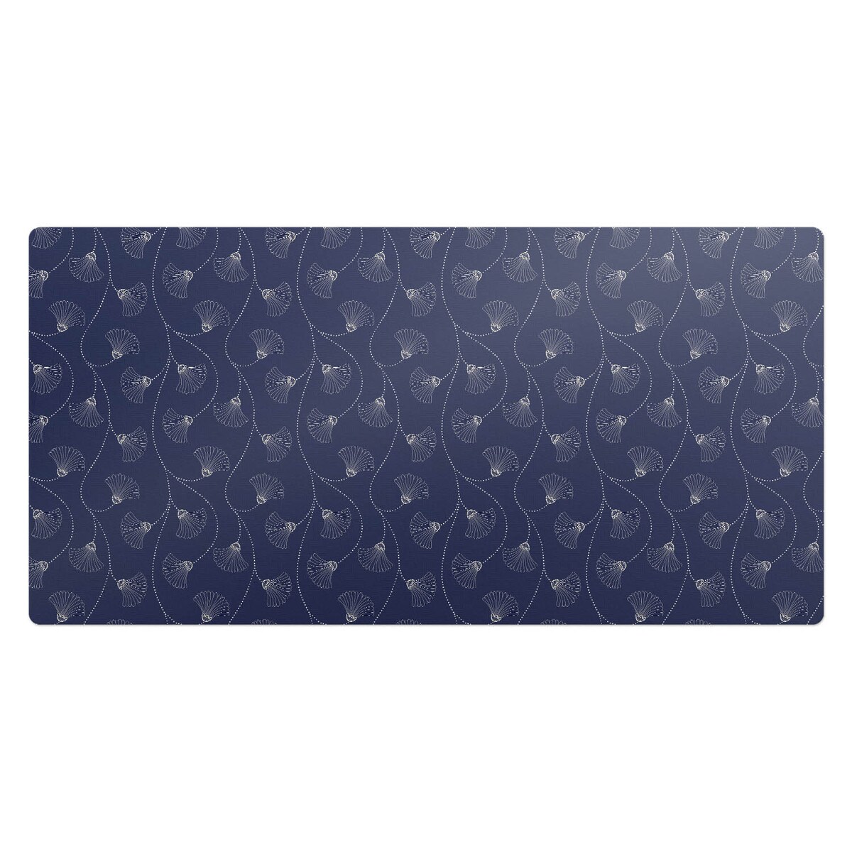 Granatowa mata na biurko Delikatne wachlarze, 90x45 cm