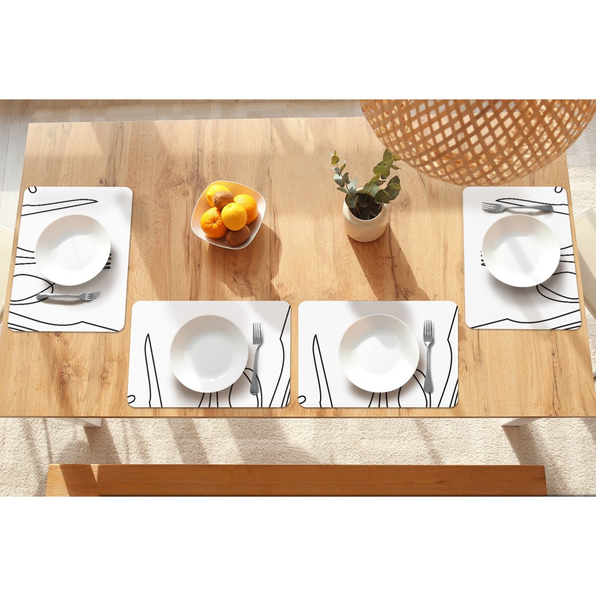 Komplet mat pod talerz Abstrakcyjne sztućce, 6 szt. 45x30cm