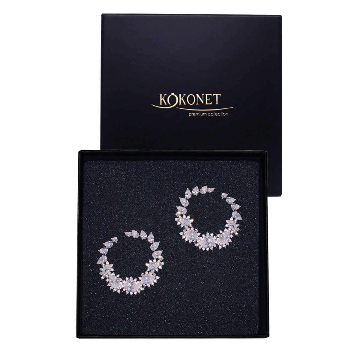 Kolczyki ozdobne koła z cyrkoniami EFEKTOWNE ślubne wieczorowe