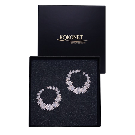 Kolczyki ozdobne koła z cyrkoniami EFEKTOWNE ślubne wieczorowe