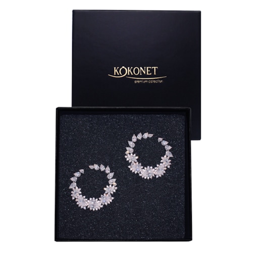 Kolczyki ozdobne koła z cyrkoniami EFEKTOWNE ślubne wieczorowe