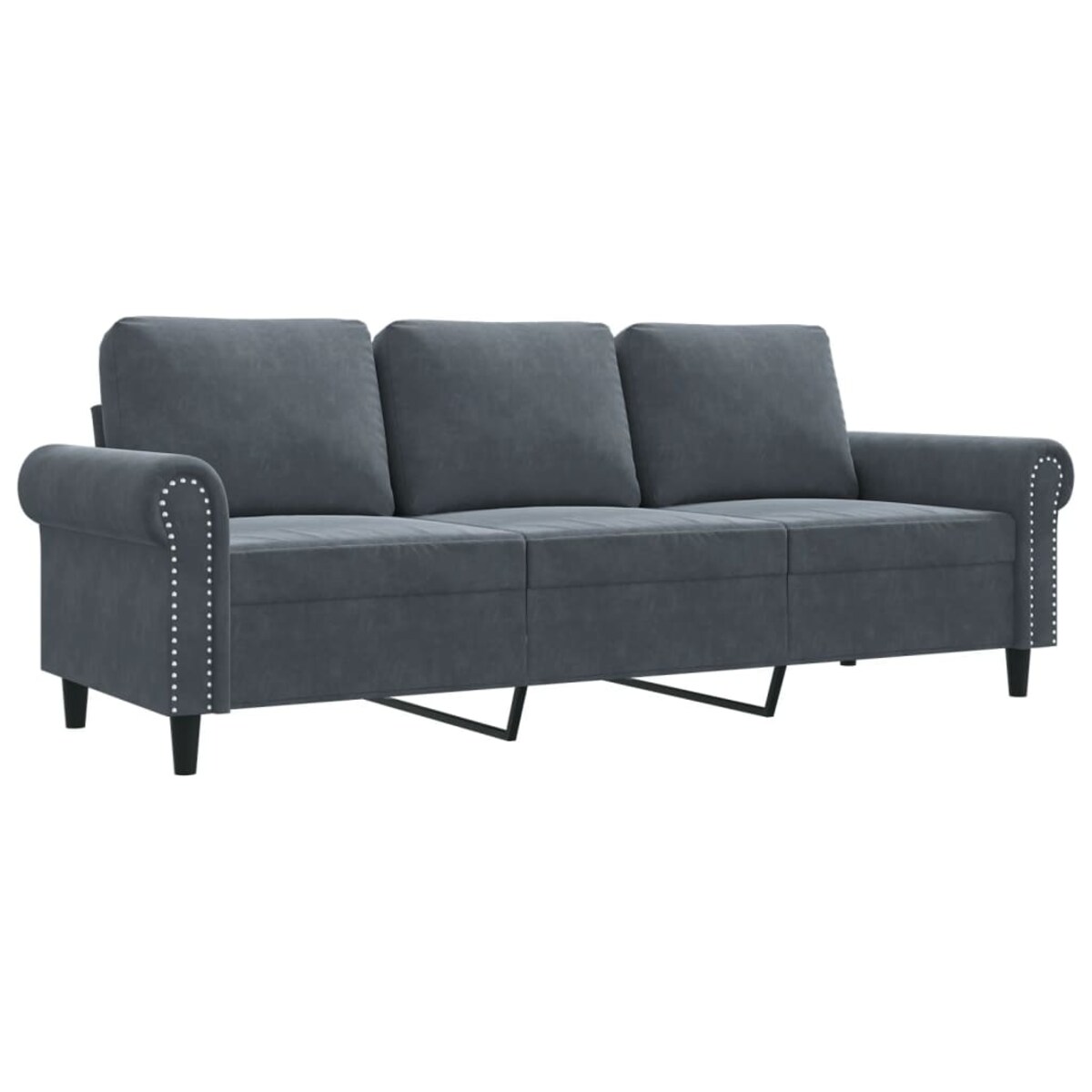 vidaXL Sofa 3-osobowa, ciemnoszara, 180 cm, obita aksamitem