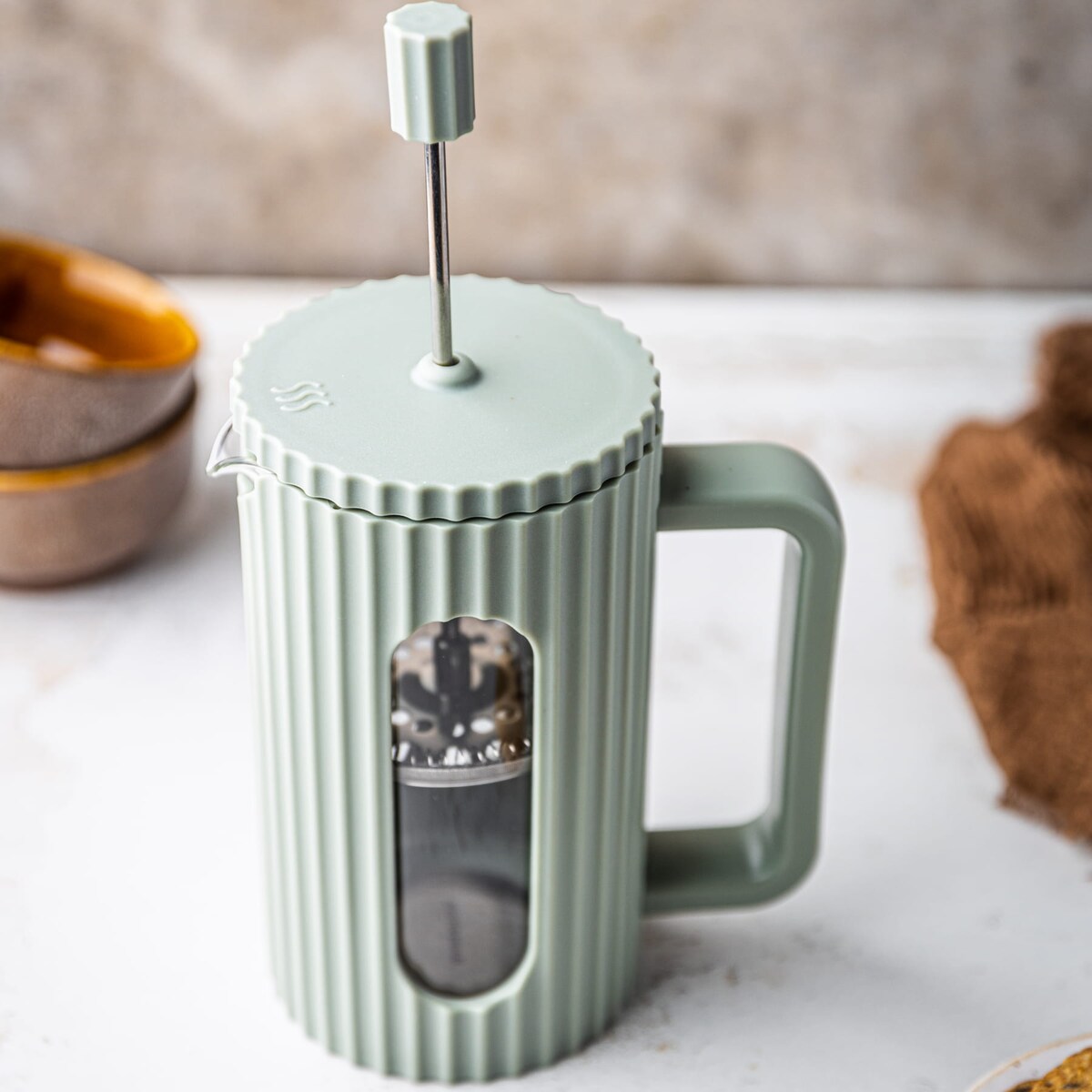 Zaparzacz do herbaty kawy szklany French Press 1000 ml zielony KLAUSBERG