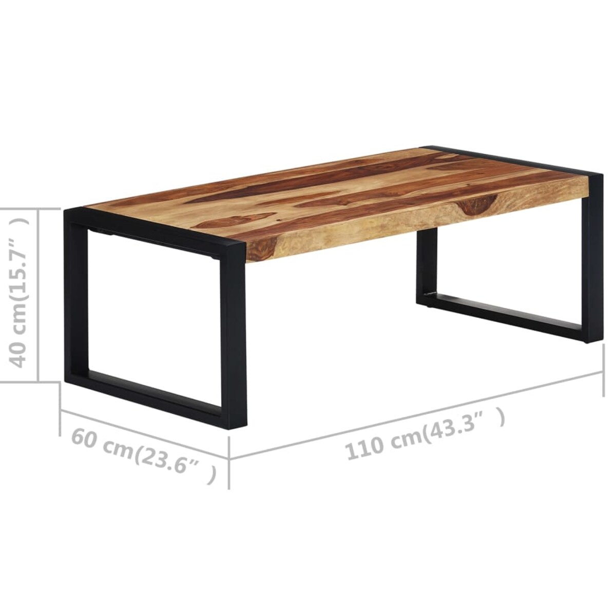 vidaXL Stolik kawowy, 110 x 60 x 40 cm, lite drewno akacjowe