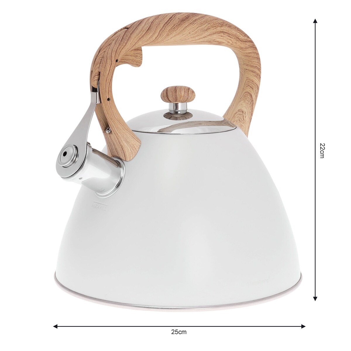 Czajnik stalowy z gwizdkiem lakierowany mat biały 3.0L KLAUSBERG