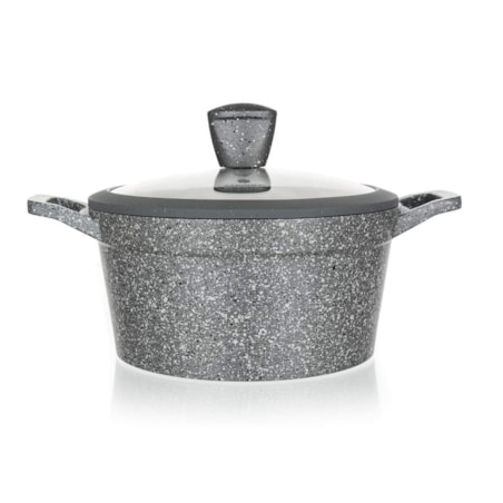 DUŻY GARNEK GRANITE szary 28 cm do gotowania POKRYWKA 6,4 L obiad zupa
