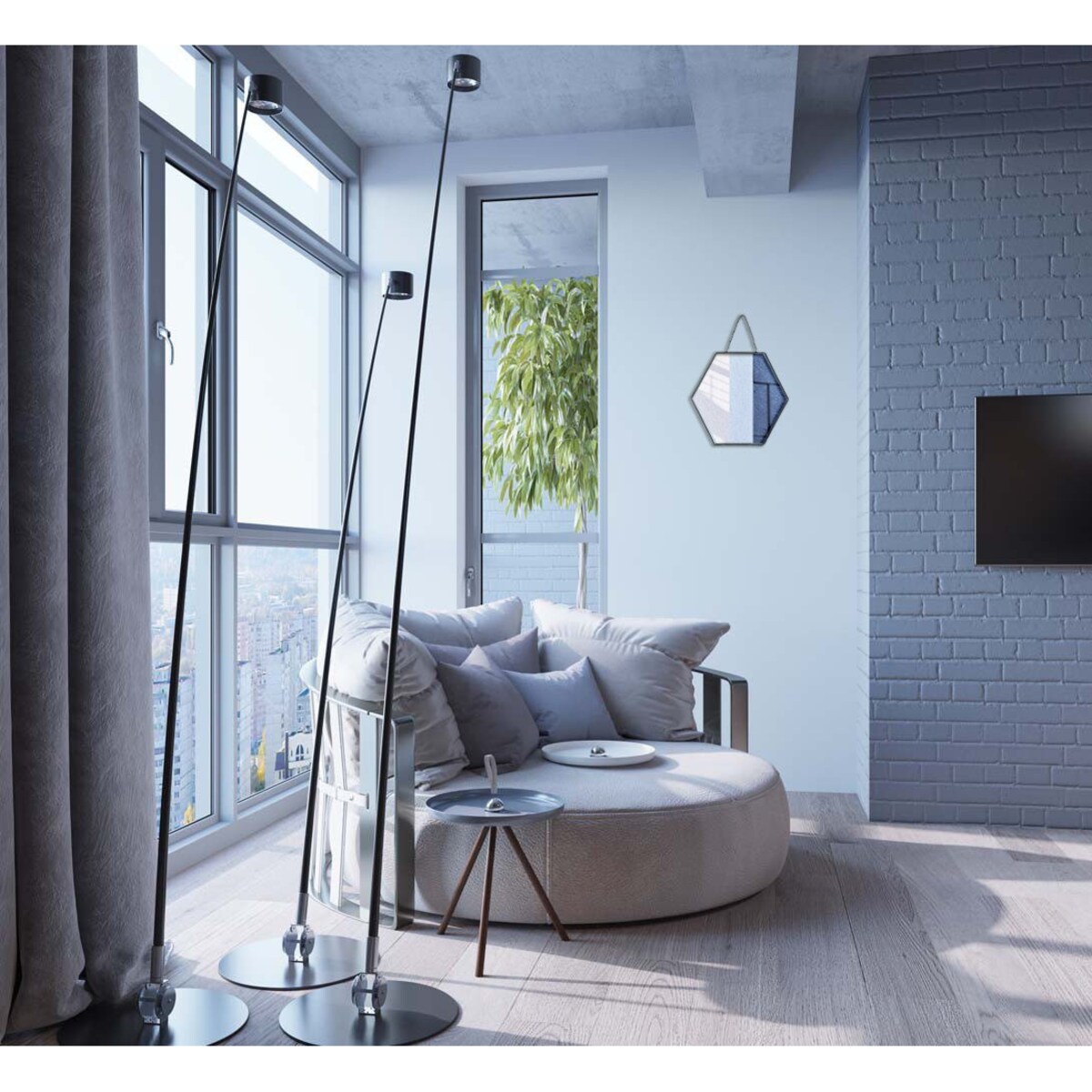 LUSTRO ścienne w kształcie sześciokątu, szerokość 29 cm