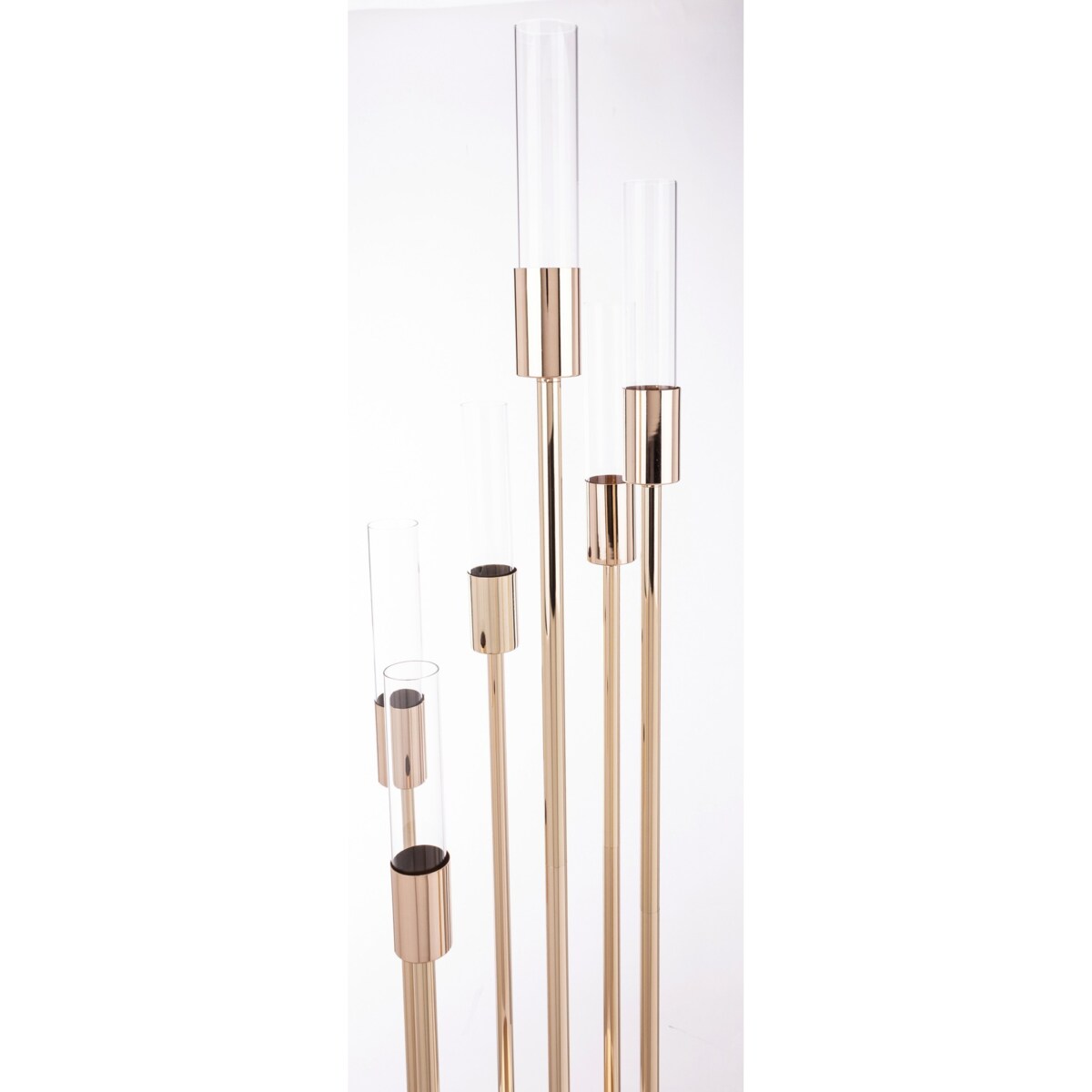 Świecznik metalowy na 6 świec 117,5x28 cm BATANG złoty