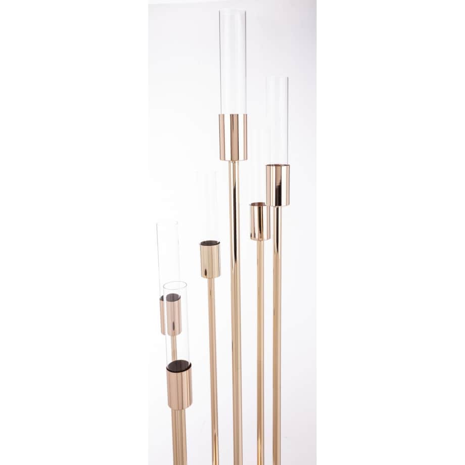 Świecznik metalowy na 6 świec 117,5x28 cm BATANG złoty