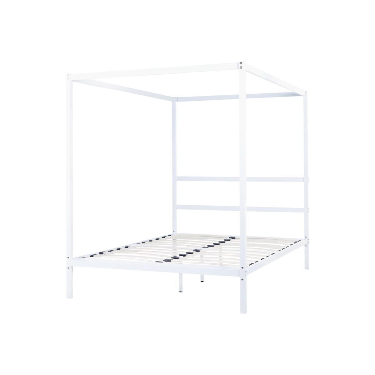 Łóżko metalowe z baldachimem 140 x 200 cm białe LESTARDS