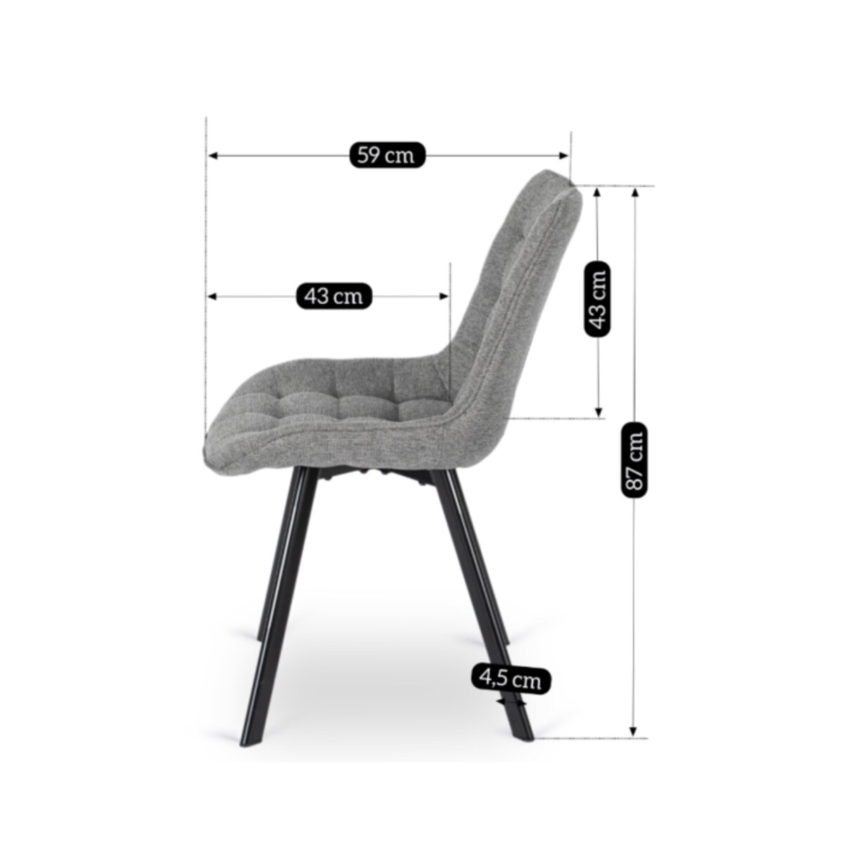 Krzesło Tapicerowane Do Jadalni Kuchni Salonu Loft Pikowane Szare RICK 2