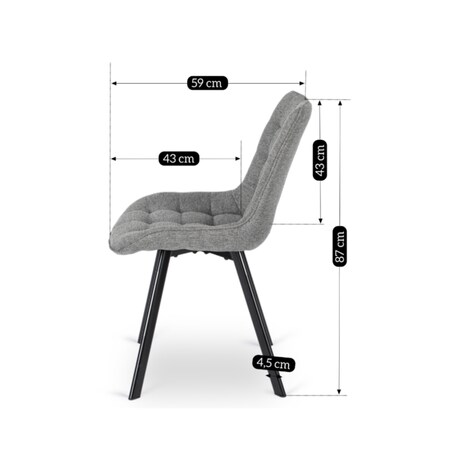 Krzesło Tapicerowane Do Jadalni Kuchni Salonu Loft Pikowane Szare RICK 2