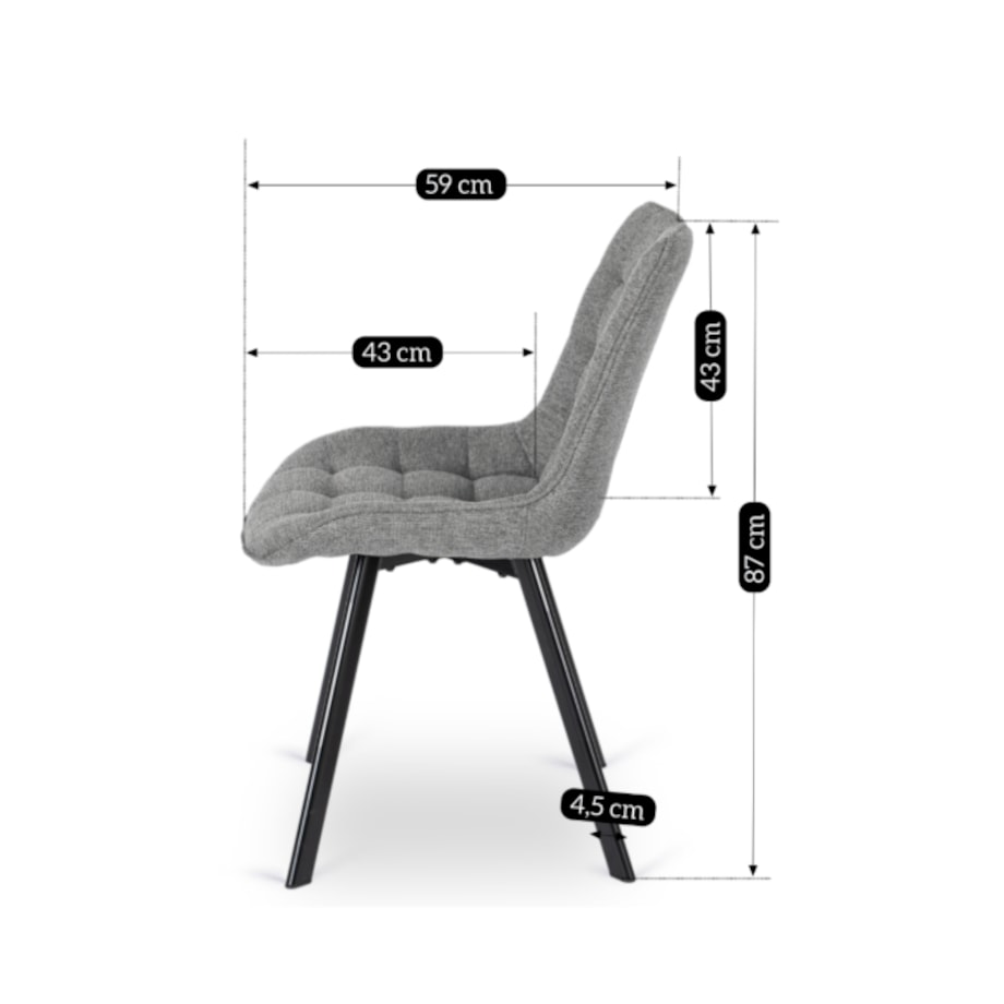 Krzesło Tapicerowane Do Jadalni Kuchni Salonu Loft Pikowane Szare RICK 2