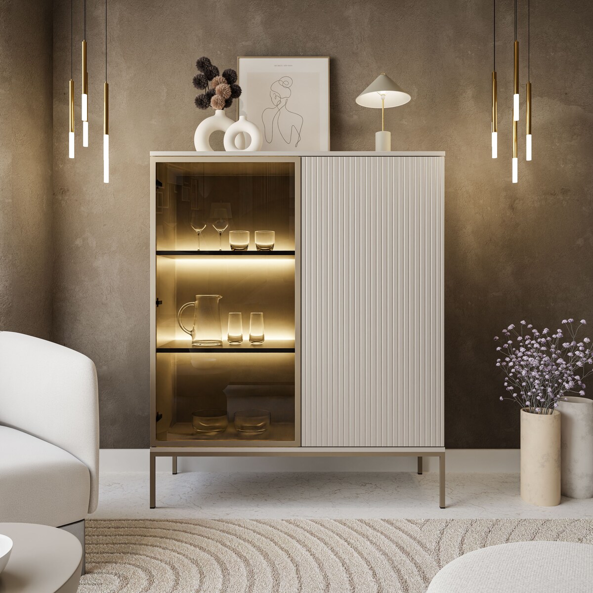 Witryna ECLIPSE WT104 z oświetleniem kaszmir