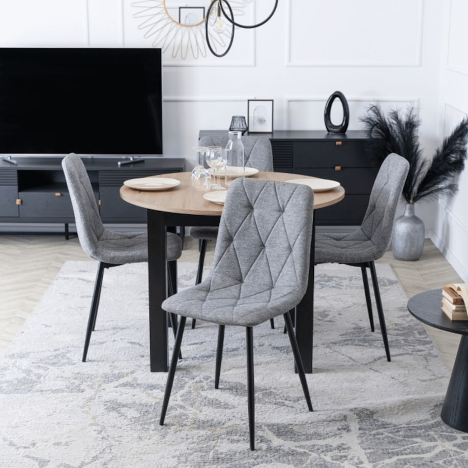 Krzesło Tapicerowane Kuchenne Welurowe Do Jadalni Salonu Loft Szare ROBIN 2
