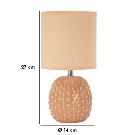 Lampa stołowa Pontus, kolor brzoskwiniowy, ceramika, żelazo i tkanina, 14 x 14 x 27 cm, 1 x E14, styl nowoczesny, do salonu i sypialni, Mauro Ferretti