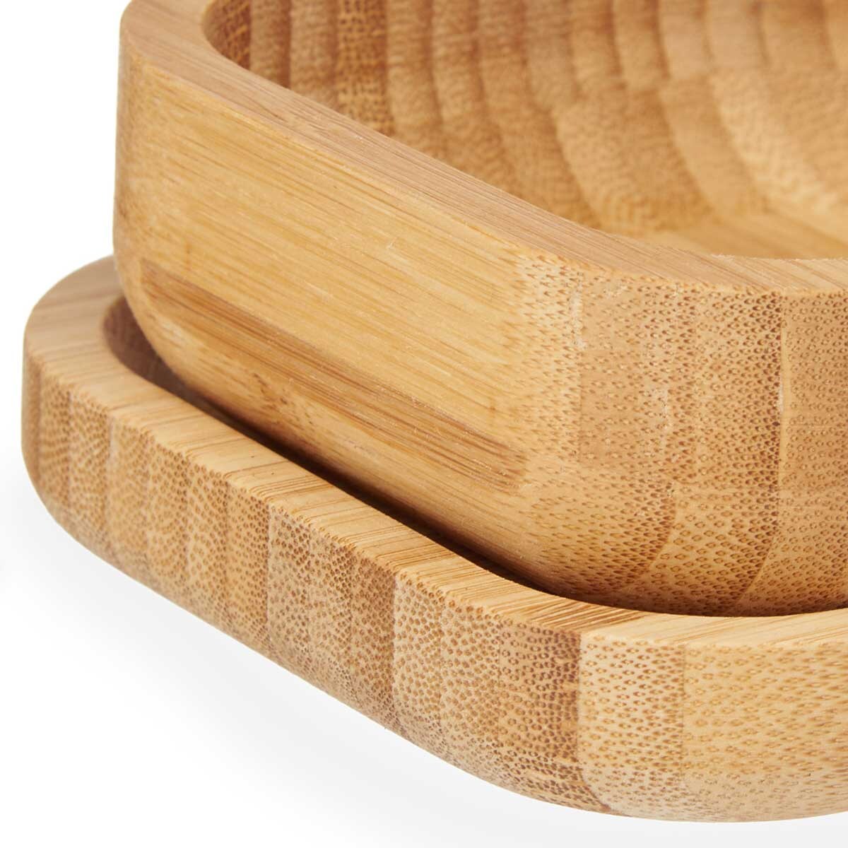 2 drewniane miseczki na bambusowej desce, 11 x 23 x 4,5 cm