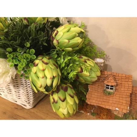 SZTUCZNY KWIAT PROTEA karczoch DUŻY zielony stroik dodatek wiązanka bukiet