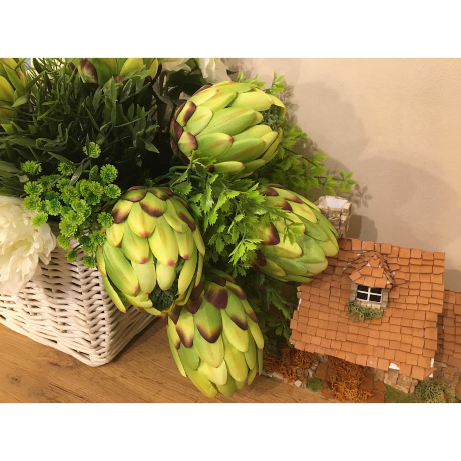 SZTUCZNY KWIAT PROTEA karczoch DUŻY zielony stroik dodatek wiązanka bukiet