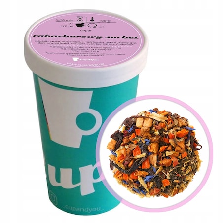 Sypana herbata owocowa RABARBAROWY SORBET jabłka rabarbar 150g premium