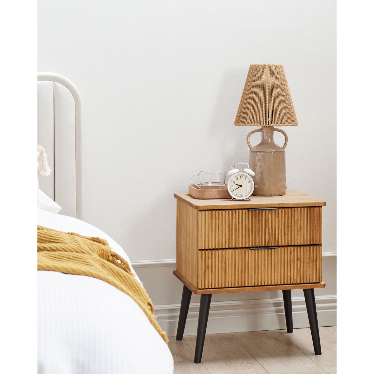 Szafka nocna 2 szuflady TIMMINS Drewno sosnowe Brązowy