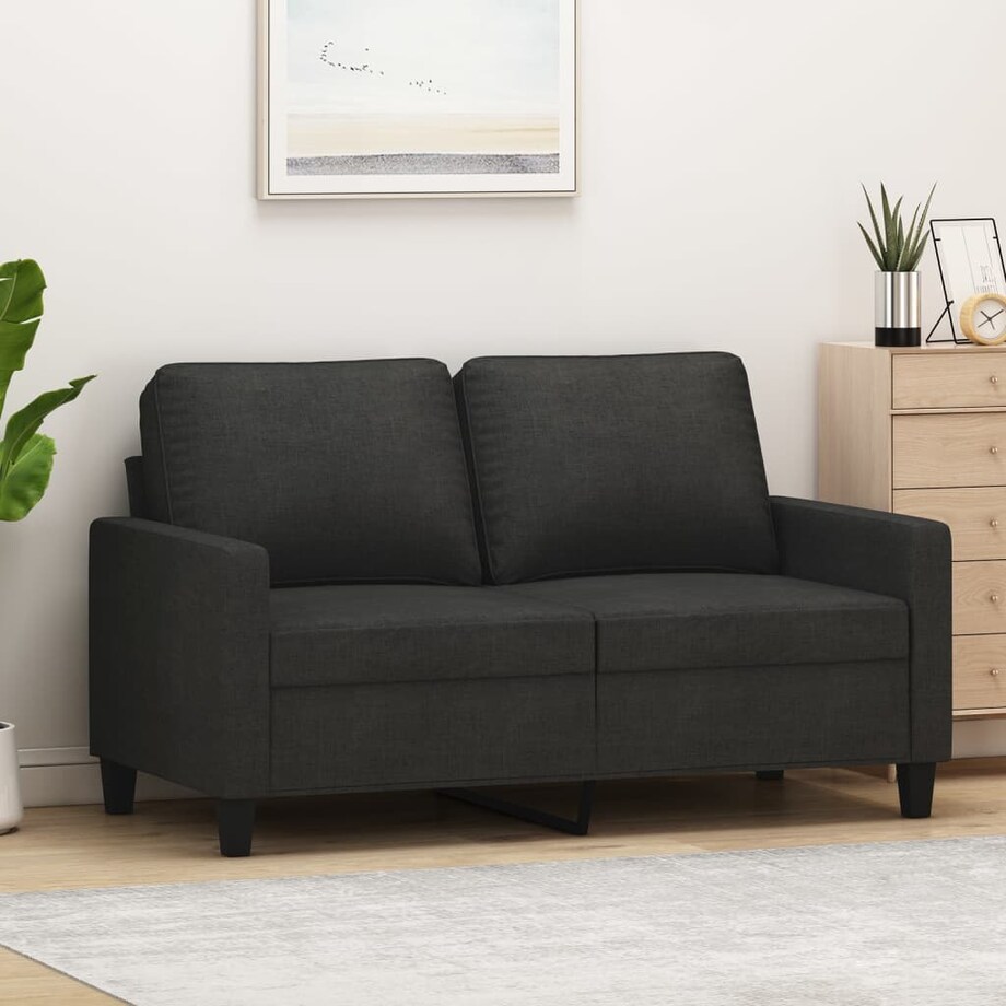 vidaXL Sofa 2-osobowa, czarna, 120 cm, tapicerowana tkaniną