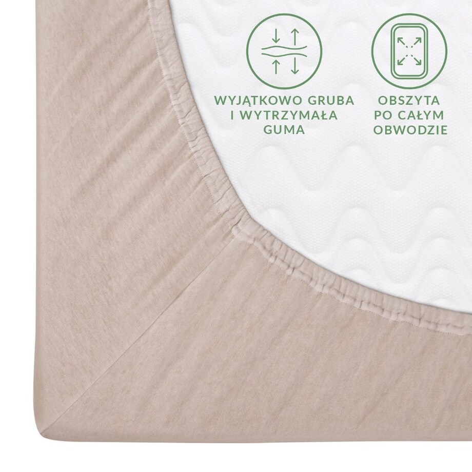 Prześcieradło jersey z gumką 70x140 kolor Beż, Darymex