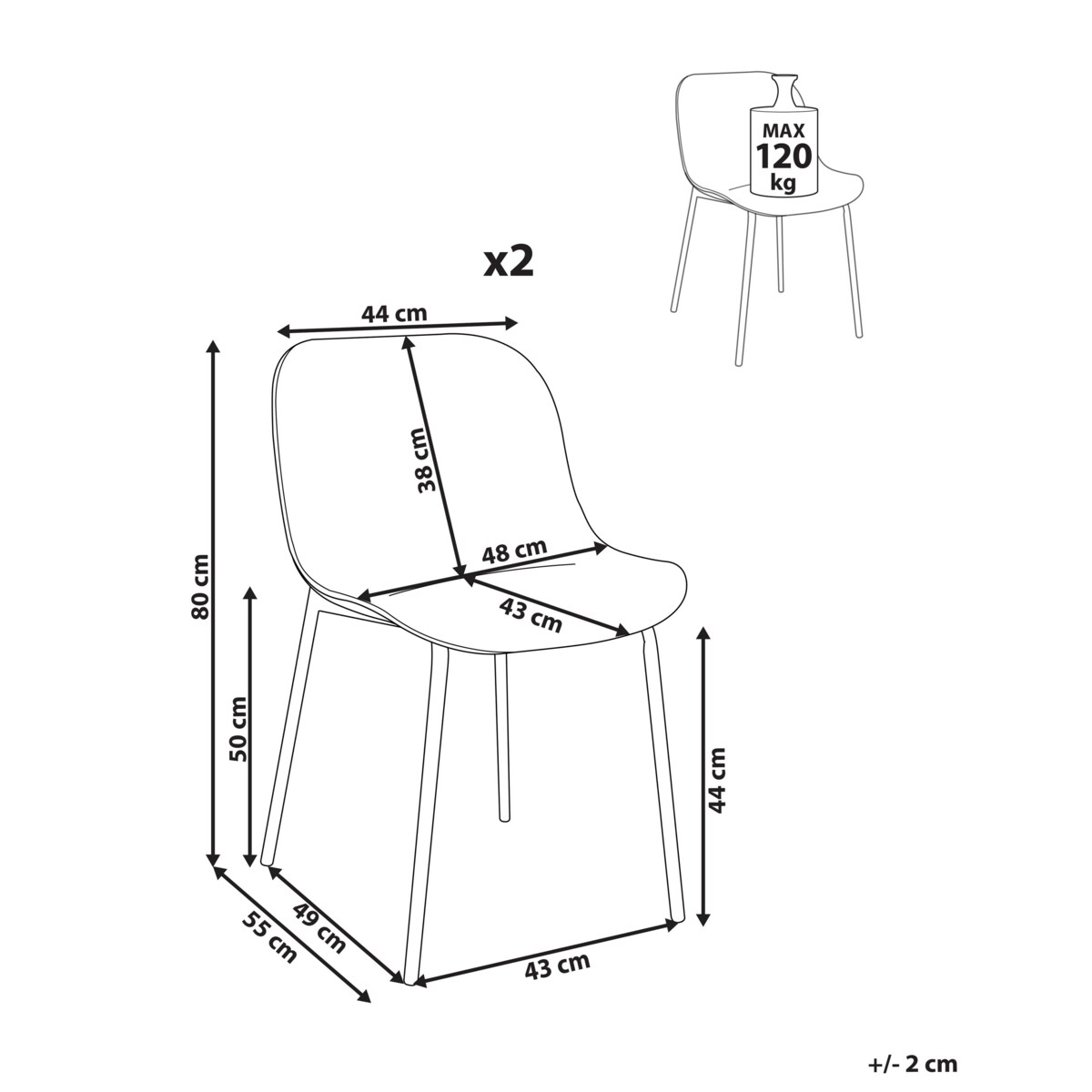 Krzesło do jadalni Zestaw 2 Jasnobeżowy BELOIT