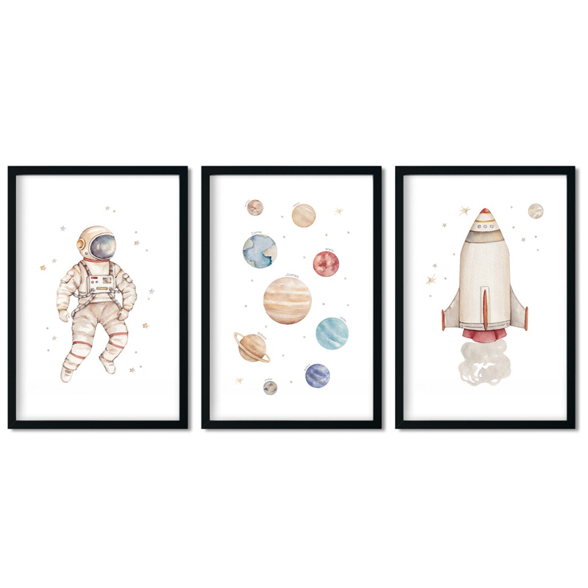 3 x plakat dla dzieci | zestaw kosmos 40x50
