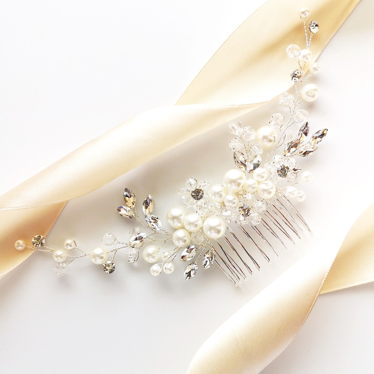 Ozdoba do włosów gałązka grzebyk ślubny z perłami