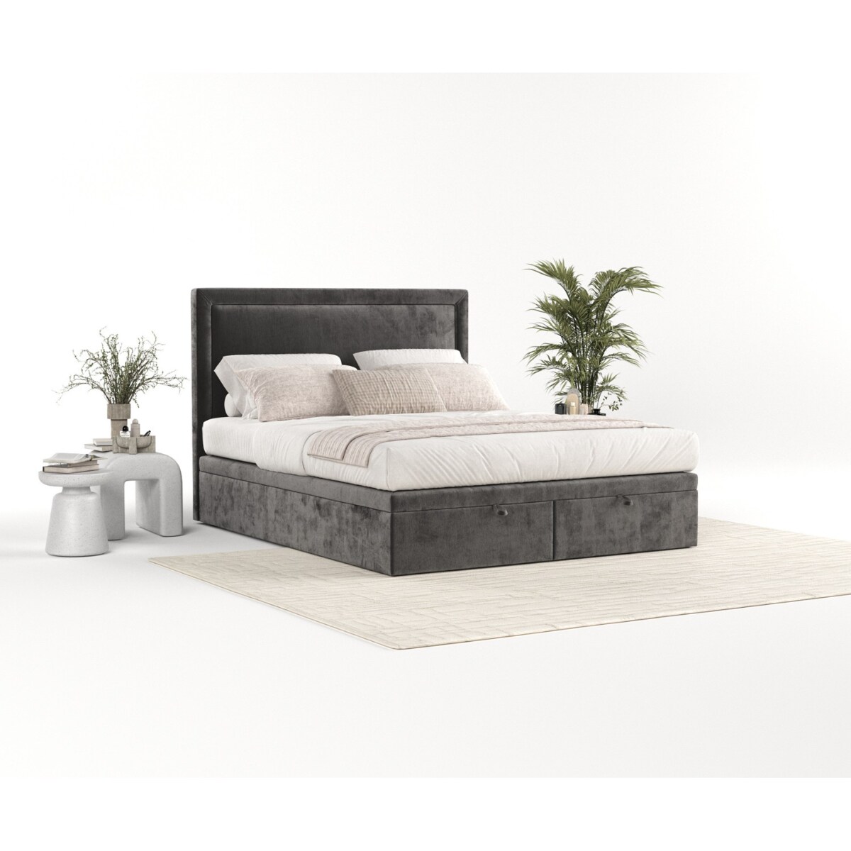 Łóżko tapicerowane SALMA 120x200 z pojemnikiem, Stalowy, tkanina Lotta 16