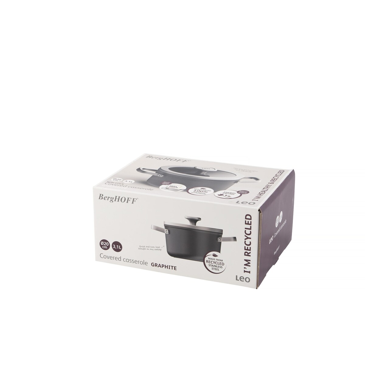 Garnek z pokrywą Graphite, aluminium z recyklingu 20 cm, 3,1 L BergHOFF