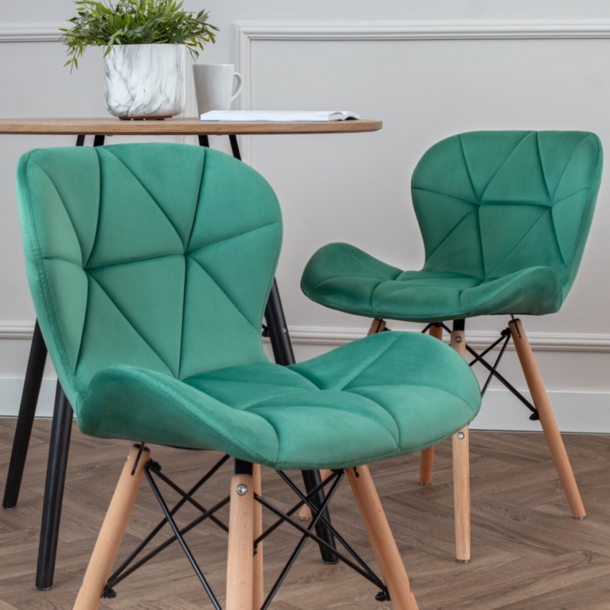 Krzesło Tapicerowane Welurowe Do Jadalni Salonu Pikowane Skandynawskie