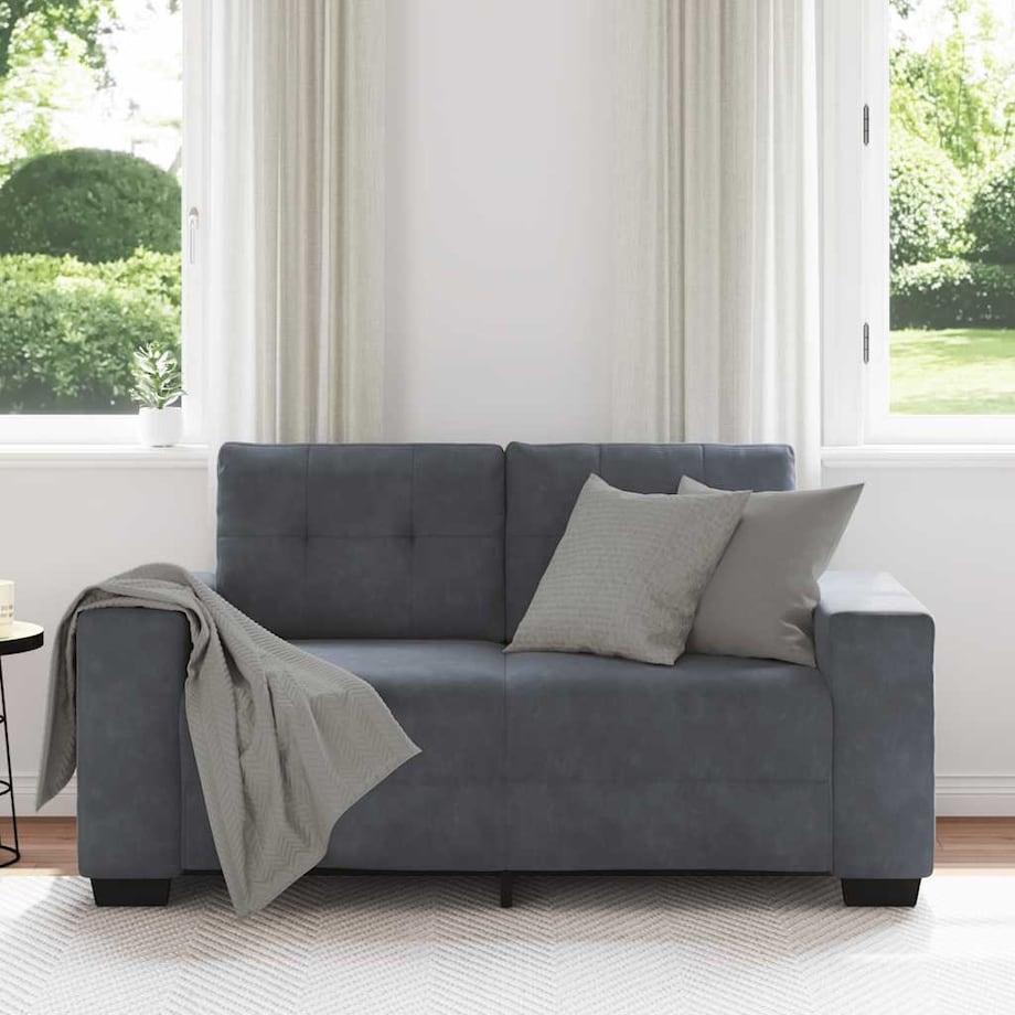vidaXL Sofa dwuosobowa Ciemnoszara 120 cm Aksamit