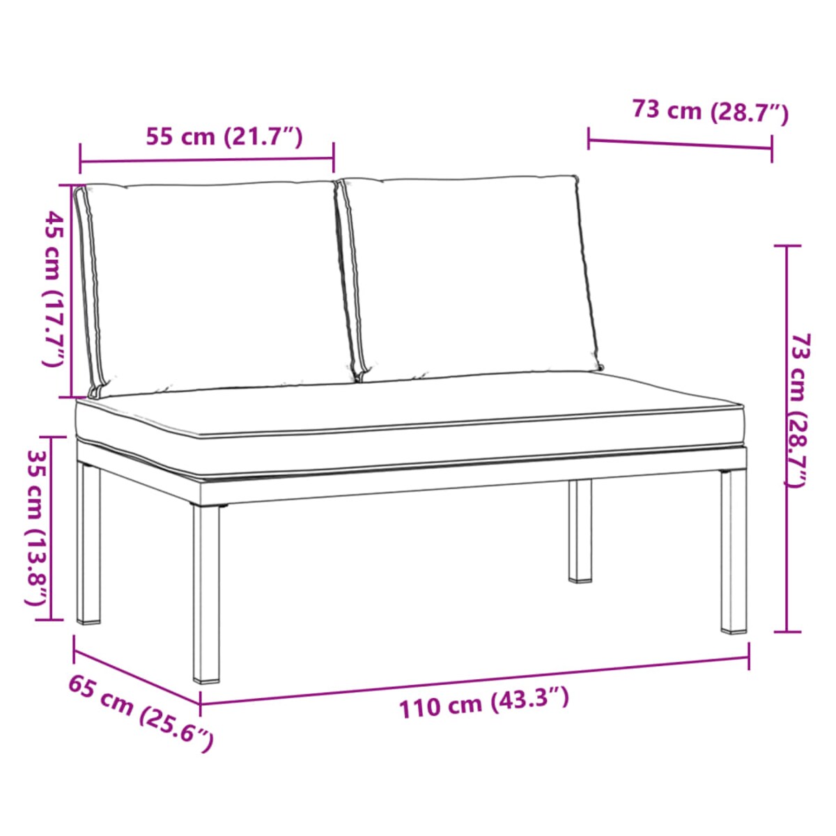 vidaXL Ławka ogrodowa z poduszkami, czarna, aluminium