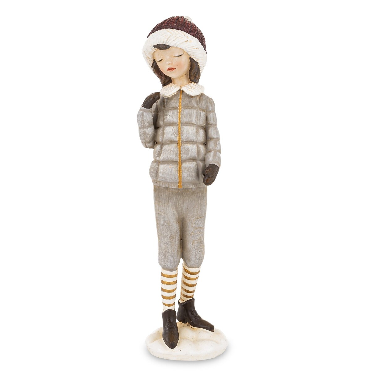 Figurka - Zimowa dziewczynka 18x4,5x4,5 cm TOSIA w popielatym stroju