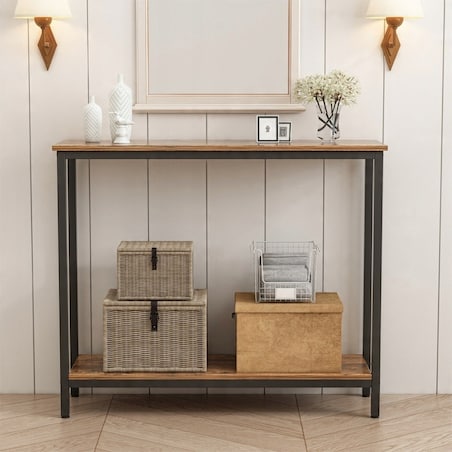 Konsola stolik regał z półką loft industrialny rustykalny brąz szafka 100cm